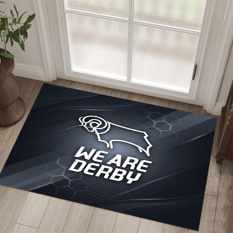 Derby County Design Crystal Velvet Carpet Cozy Non?Slip Printed Rug For Bedroom Living Room Entrance
