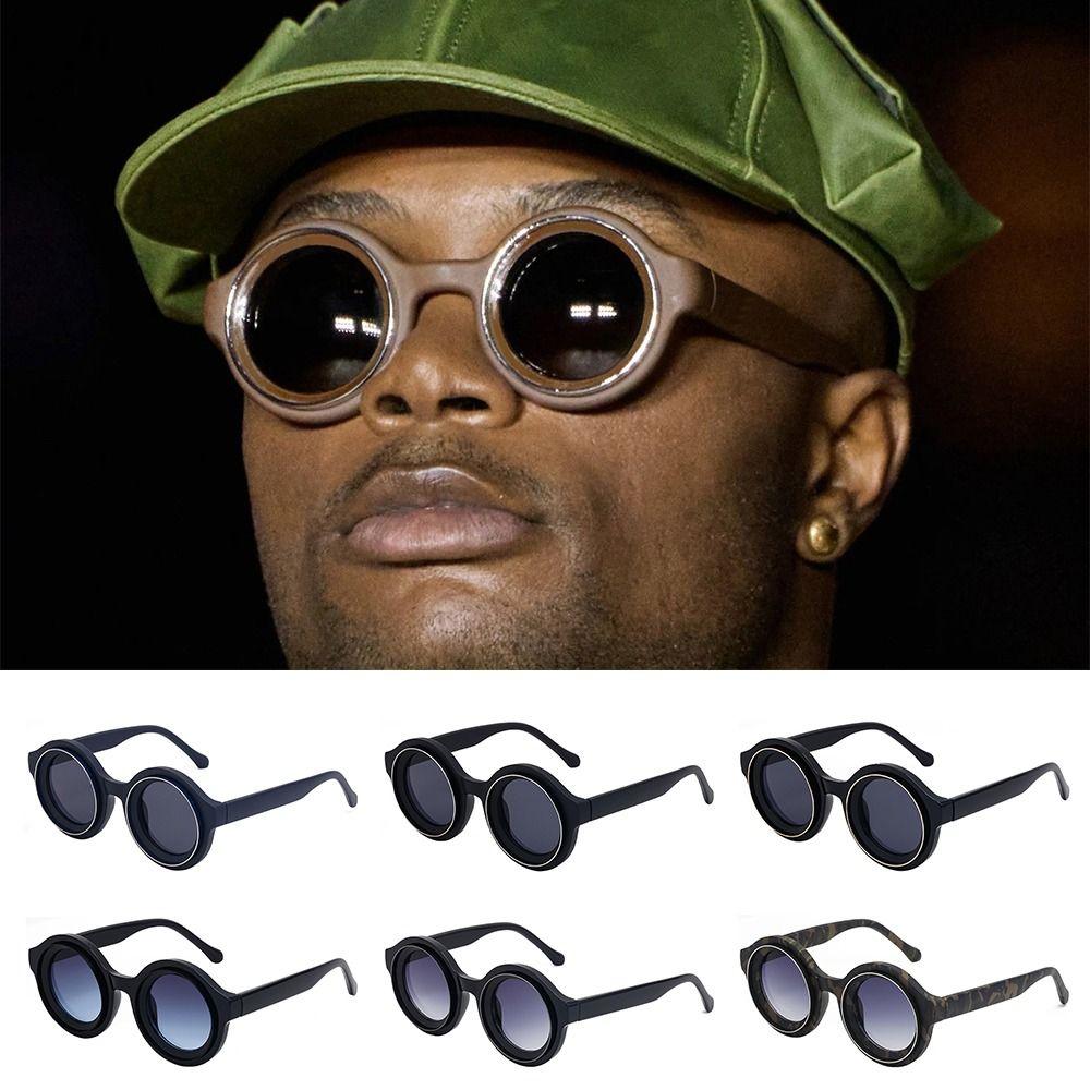 Sluneční brýle s kulatým rámem s UV ochranou Luxusní Y2k brýle Módní hip hopové odstíny pro ženy a muže