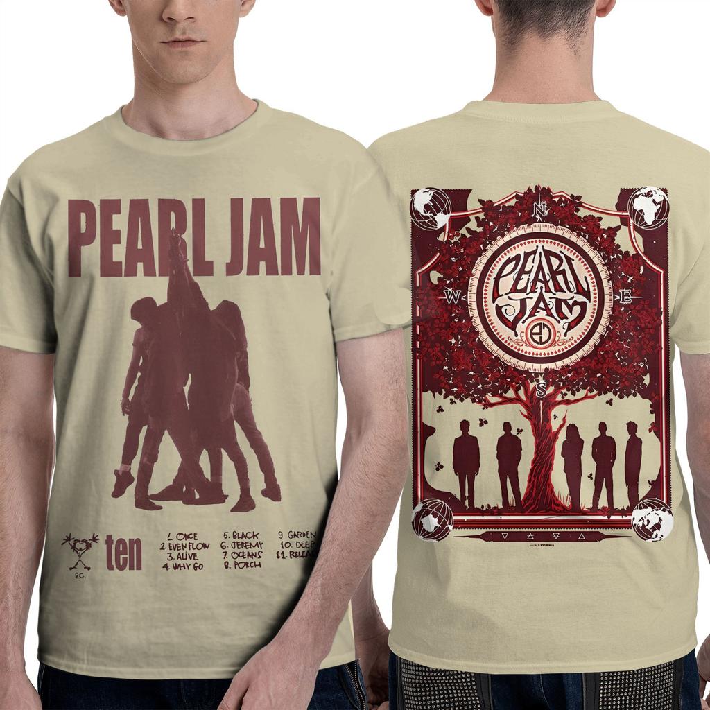 Koszulka Męska Music Pearls Jam Czysta Bawełna Szalone Koszulki Okrągły Dekolt Krótki Rękaw Ubrania Pomysł na Prezent
