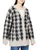 Mira Owen Houndstooth Alpaca Blend Shaggy Knit Check F Women's Cardigan, 09WND224225,