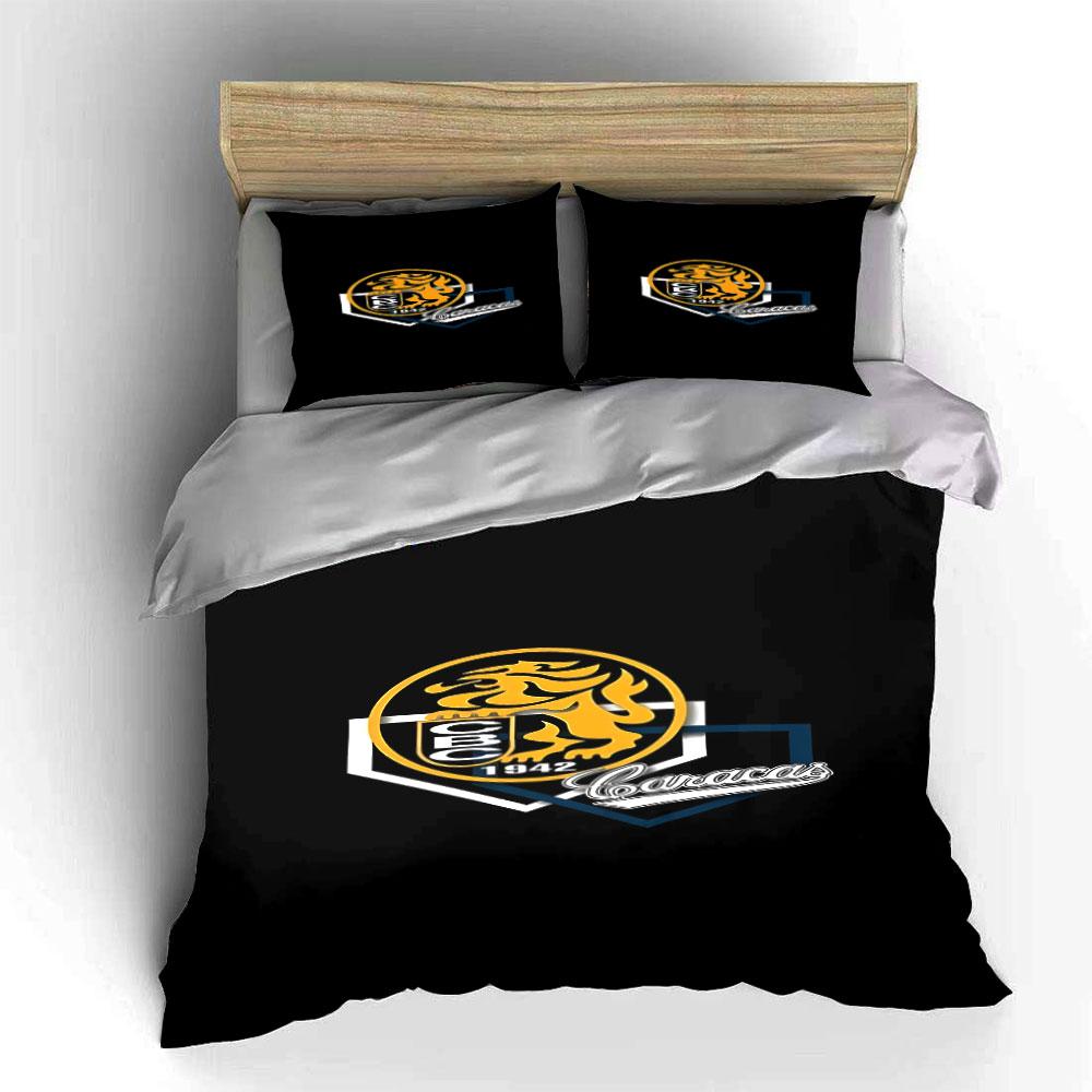 Golden Lion Emblem with Caracas Text Print Bedding Set Duvet Cover Pillowcases (1* Duvet Cover 2* Pillowcases Do Not Include Comforter)