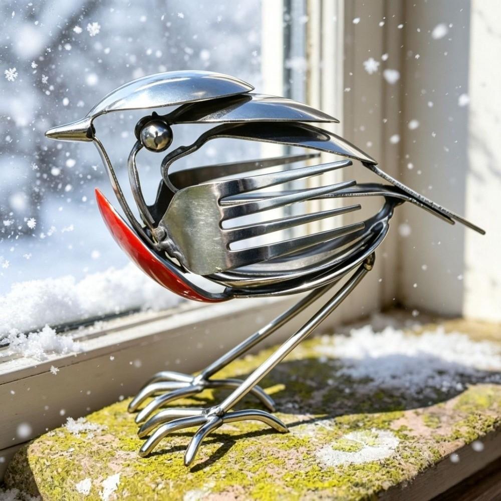 Handmade Scrap Metal Bird Statue Eco-friendly Recycled Bird Ornament Bird Art Figurine  Home Decor