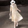 Vestido A-Line Bordado de Seda de Morera Estilo Francés LANSEER