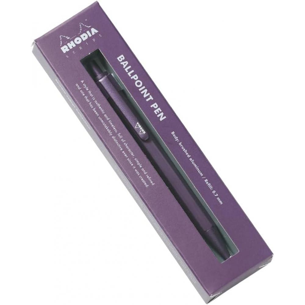 Rhodia Ballpoint Pen Script 0.7mm Hexagonal Barrel Aluminum Body Hairline Finish