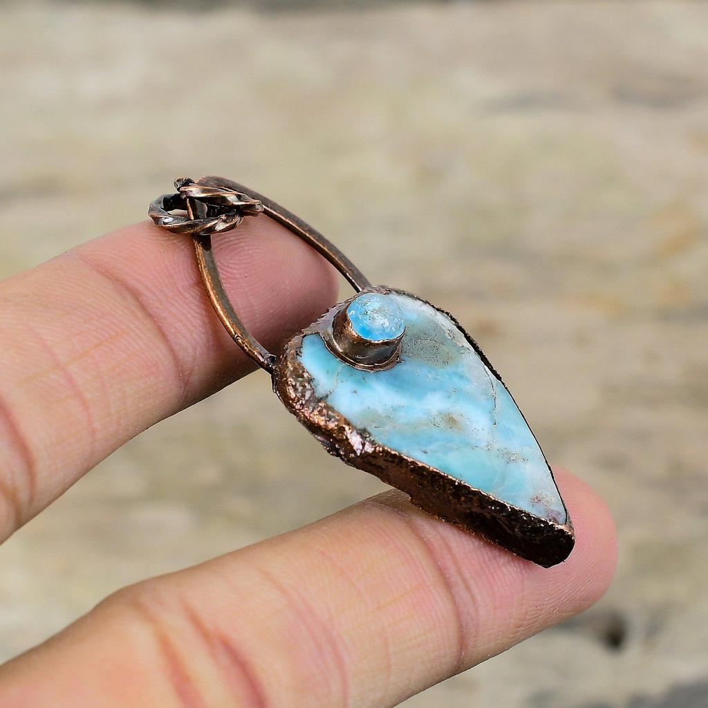 Larimar Pendant Electroformed Copper Pendant Electroformed Jewelry Gemstone Pendant Handmade Pendants Copper Jewelry Special Occasion Gifts