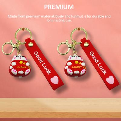 Cute Keychain Cartoon Lucky Cat Keyring Cute Portable Charm with ""Good Luck"" Character