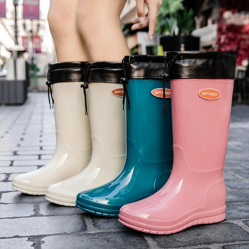 Women's Shoes New Style Simple High-top Women's Rain Shoes Fashion Waterproof Rain Rubber Shoes for Women Outdoor Water Boots