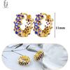 925 Silver Ear Buckles Fashion Hoop Earrings Dark Blue Crystal Pendant Gold Earrings High Women's Jewelry Luxury Gifts