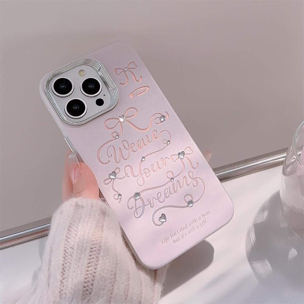 Adesivo Fai da Te Fiocco Rosa Adatto per Iphone15 Laser 14Pro Max Custodia per Telefono Cellulare Apple 16 Cordino 12