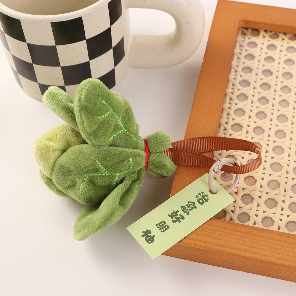 2Pcs Creative Leaf Shape Keyring Good Luck Plush Key Chain Hanging Ornaments