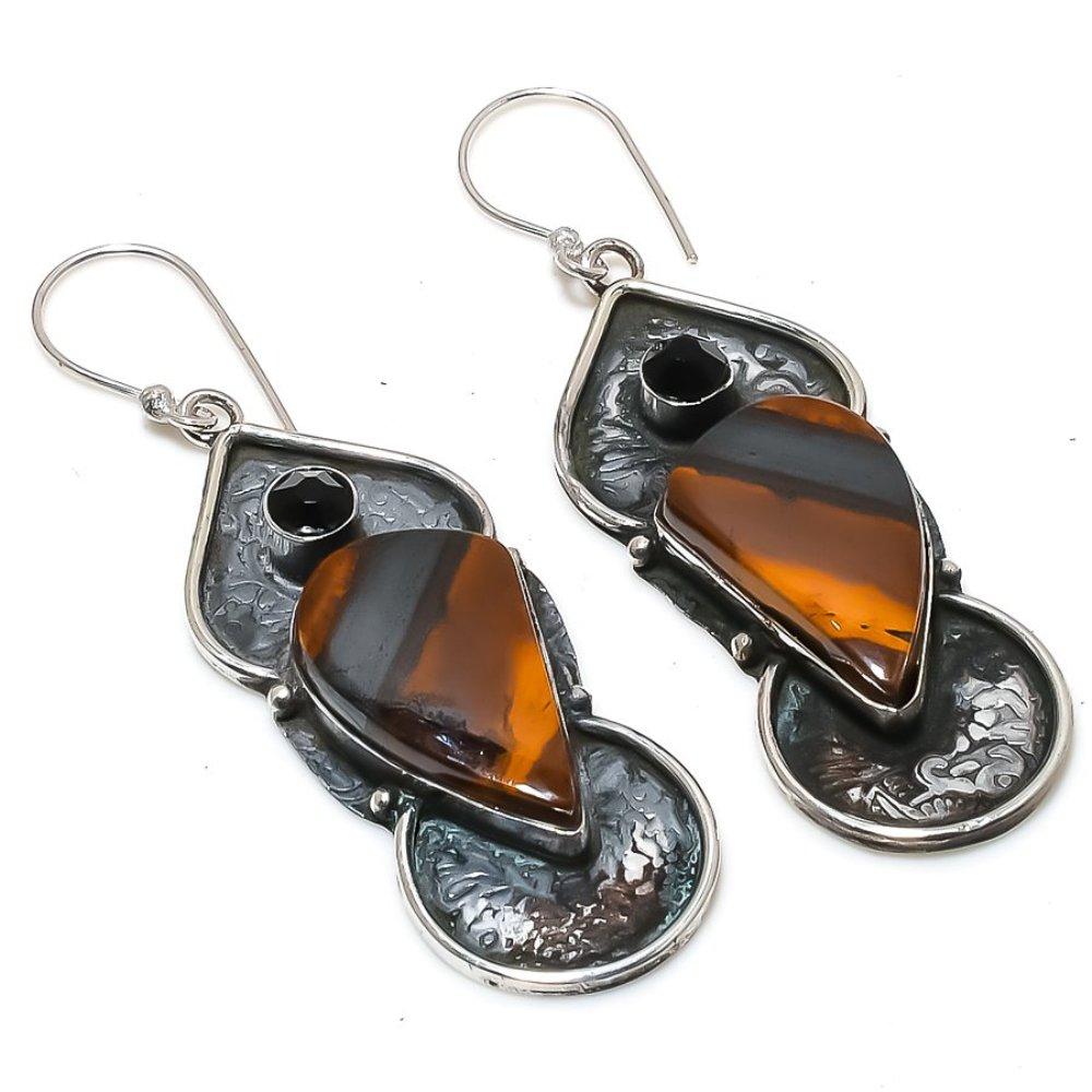 

Серьги из стерлингового серебра 925 пробы с натуральным тигровым глазом и шпинелью 2,64 дюйма k9J26