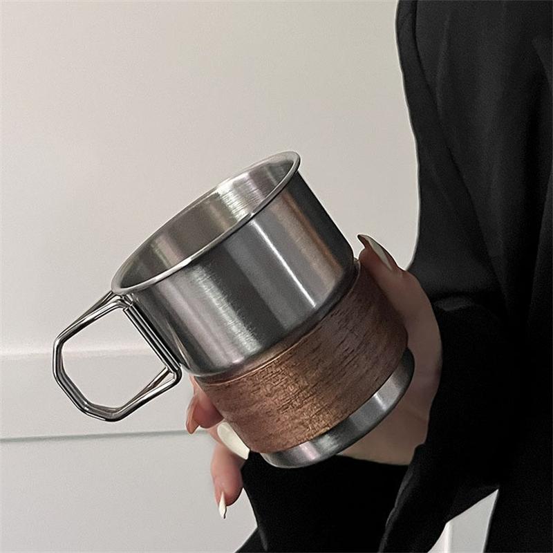 280ML Beer Wine Cups with Lid Stainless Steel Camping Cup Tea Coffee Milk Mug Stackable Picnic Water Cup for Travel Hiking