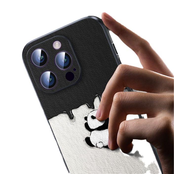 Applicable to Apple 17promax mobile phone case high-end leather case iPhone16 anti-drop and anti-fingerprint 14/13 cartoon 15