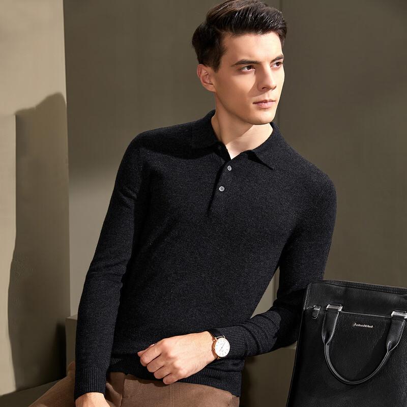 

Мужской пуловер поло с длинным рукавом из 100% мериносовой шерсти в стиле business casual 3XL /56