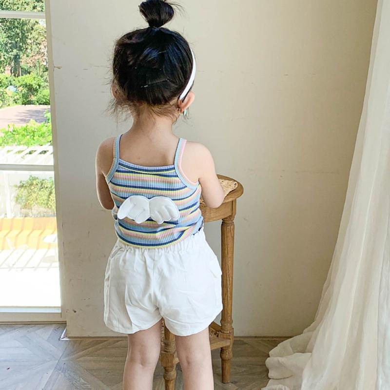 Sommerweste für Babys, ärmellos, niedliches Regenbogen-gestreiftes Hemd, modisches Mädchen-T-Shirt