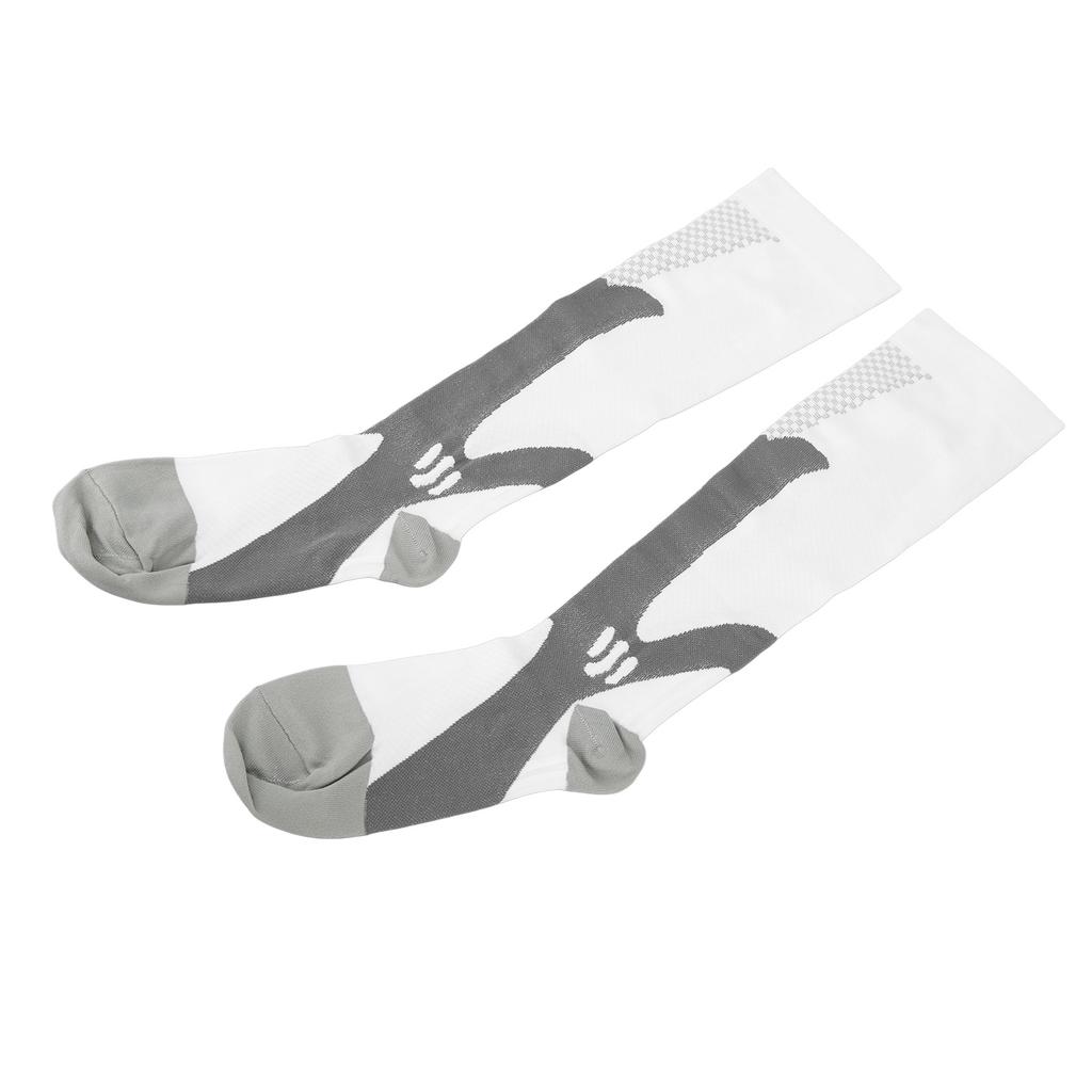 Sports Compression Socks Breathable Muscle Shock Absorption White 1 Pair Athletic Compression Socks for Men Women XXL