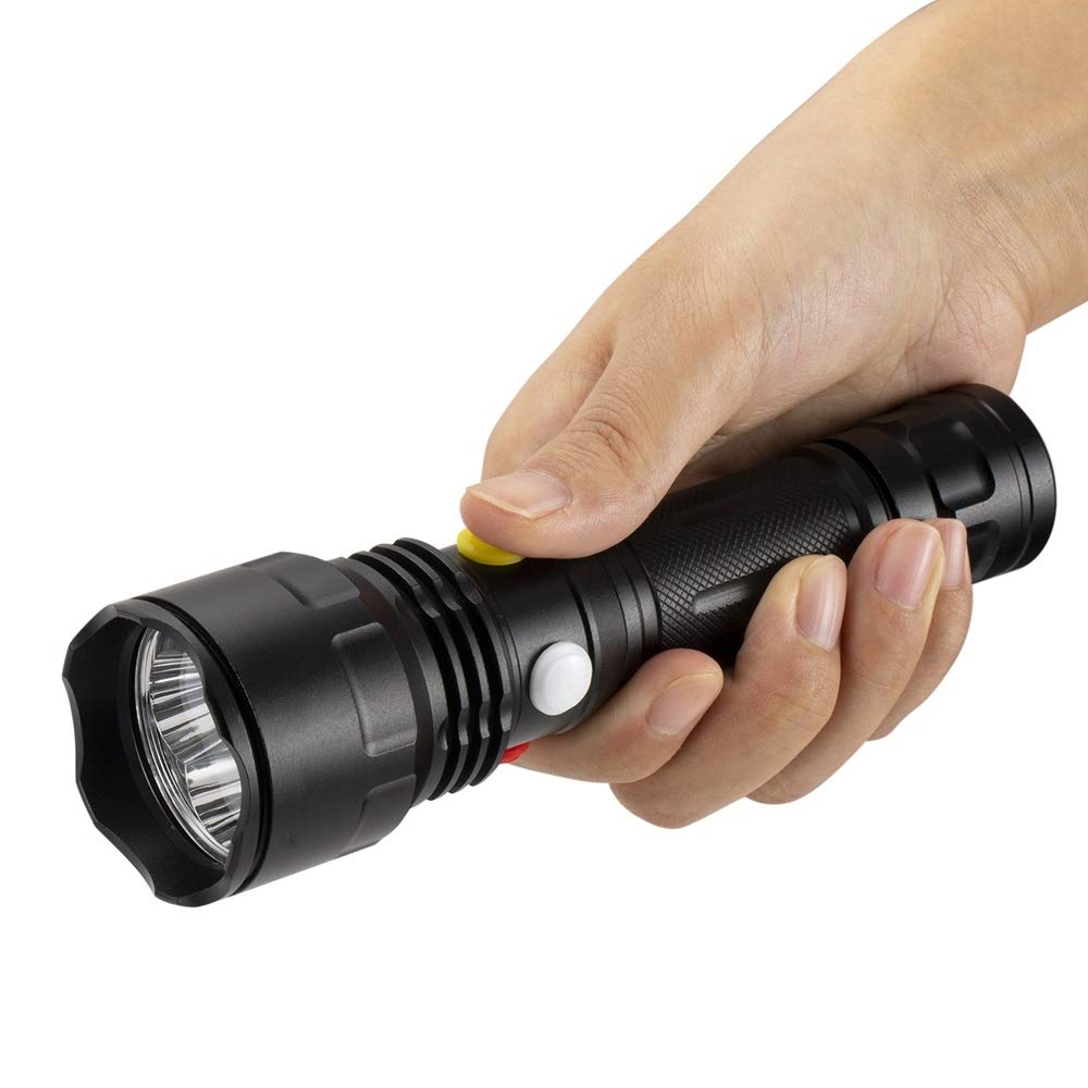 WINDFIRE LED Tactical Flashlight with and White Independent Magnetic Waterproof Flashlight for Emergency Power and Night Fishing Flashlight,