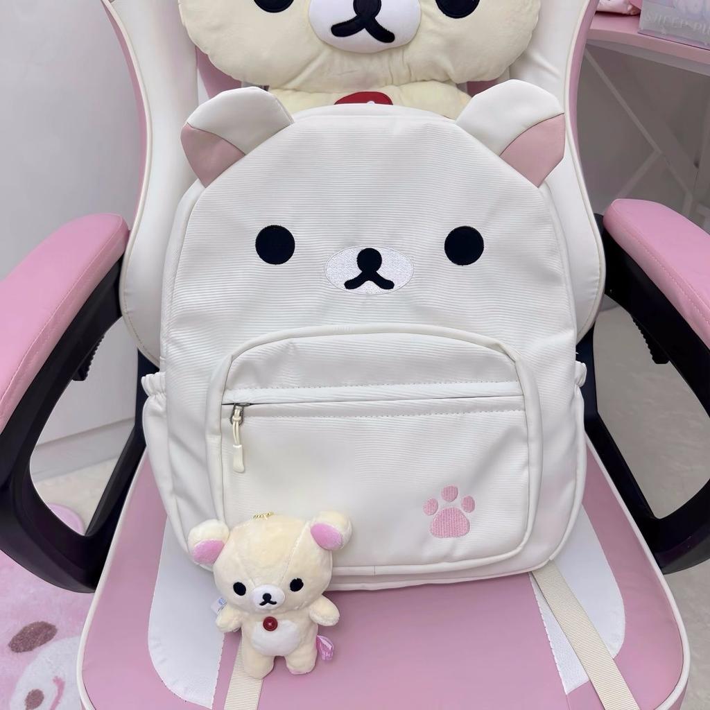 Süßer Rilakkuma Rucksack Anime Cartoon Stickerei Rucksack Stilvoll Große Kapazität Schüler Schultasche Nylon Multifunktionale Taschen