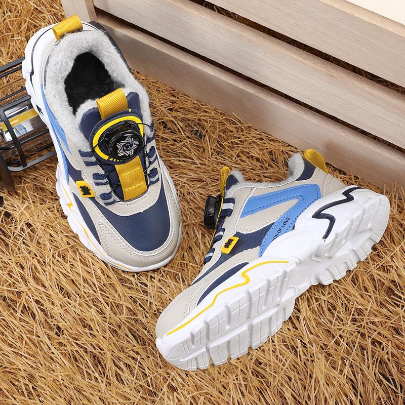 Winter 2024 Children Casual Sports Shoes Brand Kids Leather Fashion Sneakers Boys Girls Non-slip Warm Snow Boots