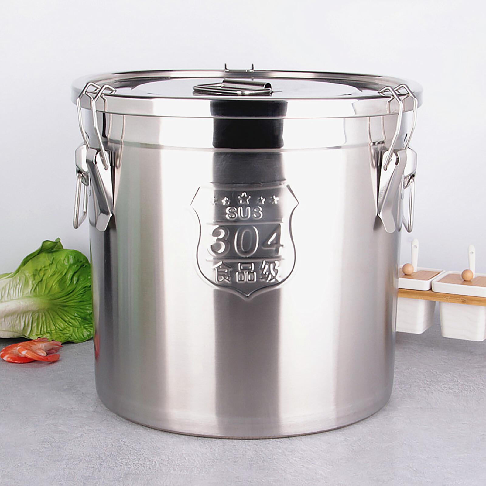 

6L Airtight Rice Bucket 304 Stainless Steel Food Storage Container Canister with Lid for Kitchen Grain Flour United States
