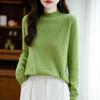 Women's Hollow-Out Seamless Wool Sweater: 100% Pure Wool High-Neck Pullover, Warm Soft Knitwear for Autumn and Winter.