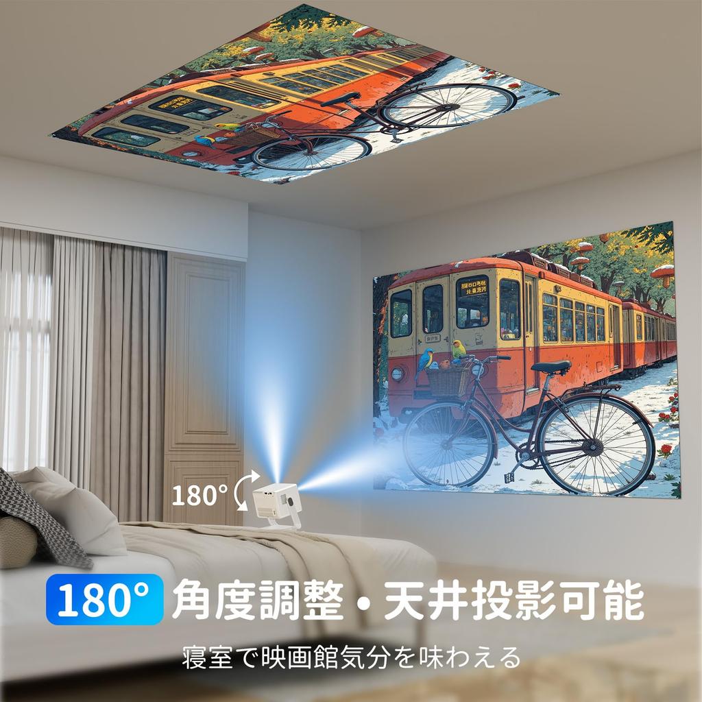 Tecaki Auto Automatische Trapezkorrektur 2025 Neuer 1080P Projektor für Zuhause 4K Decke Hoch WiFi Zuhause Zoom Groß Kurz Bluetooth HiFi Kompatibel mit TV Japanisch