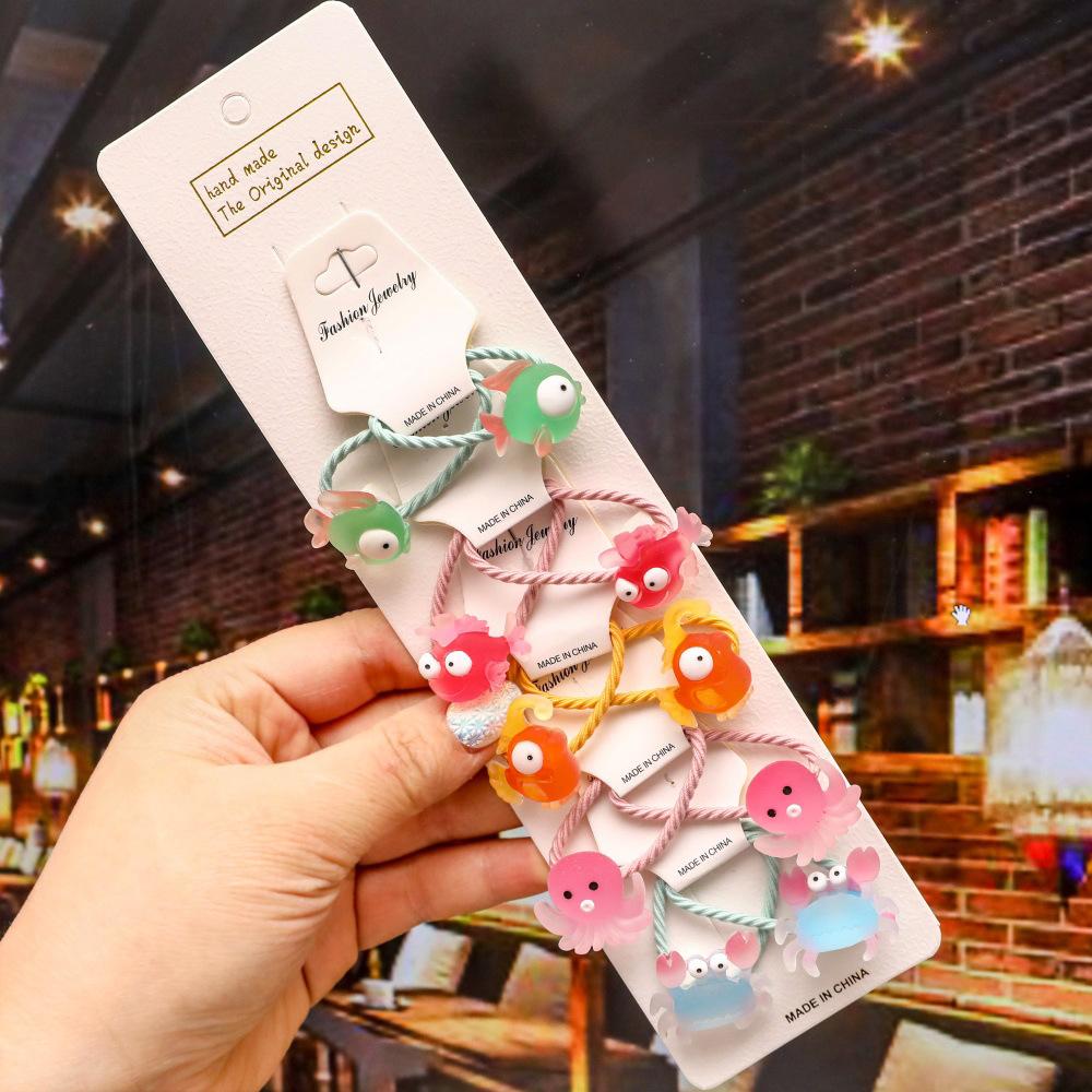 Cartoon Animal Flowers Princess Scrunchie Children Girls Kids Elastic Hair Rubber Bands Accessories Tie Hair Ring Rope Headdress