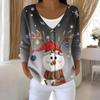 Women's Fashion Long Sleeve Christmas Snowman Snowflake Print Jacket Cardigan