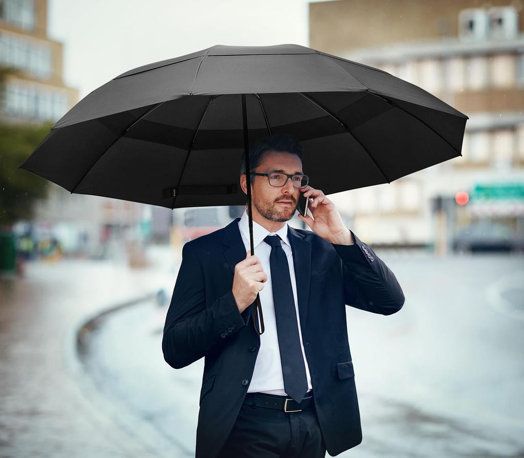 G4Free Inch Folding 10 Large Double Bent Compact Automatic Umbrella 46/54/62 Umbrella, Ribs, Canopy, Umbrella, Open/Close, Sturdy, Windproof,