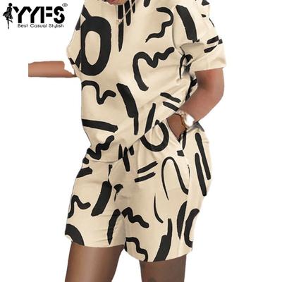 Women's Fashion Casual Summer Spring Short Sleeve O-Neck Trousers Pants Suits