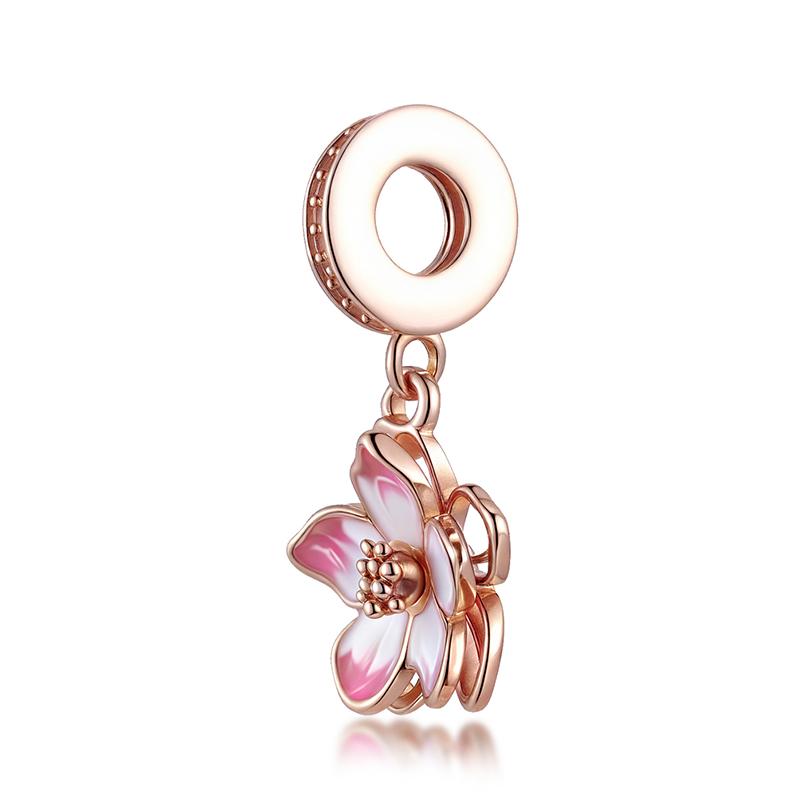 Charms Diy Women Jewelry Gift Sparkling Rose Gold Flowers & Hearts Family Tree Daisy Flower Beads Fit Original Bracelet