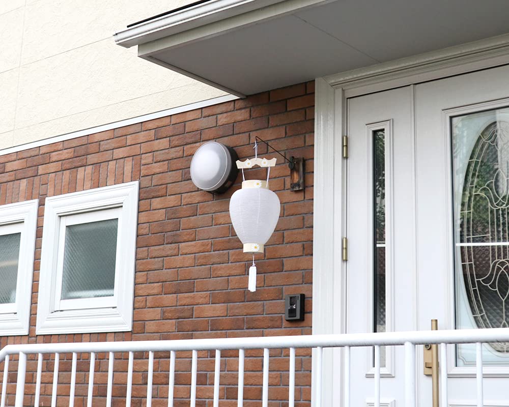 Gifu Paper Lantern, Masu White Pattern, with LED Candlelight, for First Bon Festival, 46cm High X 24cm Wide (Flame Diameter), No. 70