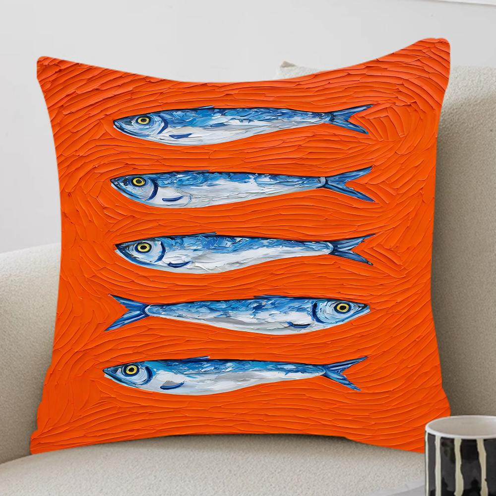 Federa Colorata Sardina Aragosta Granchio Pesce Oceano Toon Regalo Copricuscino Camera da Letto Casa Divano Sedia Seduta Decorazione Federa