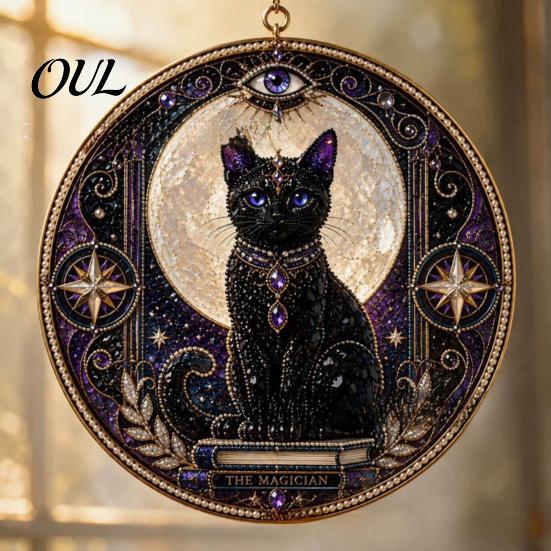 Cute Animal Decoration Black Cat Diamond Art Kits for Adults Beginners, DIY Material Package, Healing Craft Hobby Painting Set Home Wall Decor