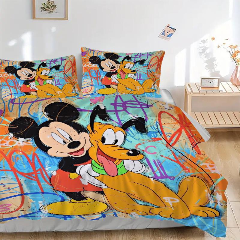 Mickey Pluto Friendship Print 3Pcs Bedding Setduvet Cover With 2 Bedropillowcase Home Birthday Gift