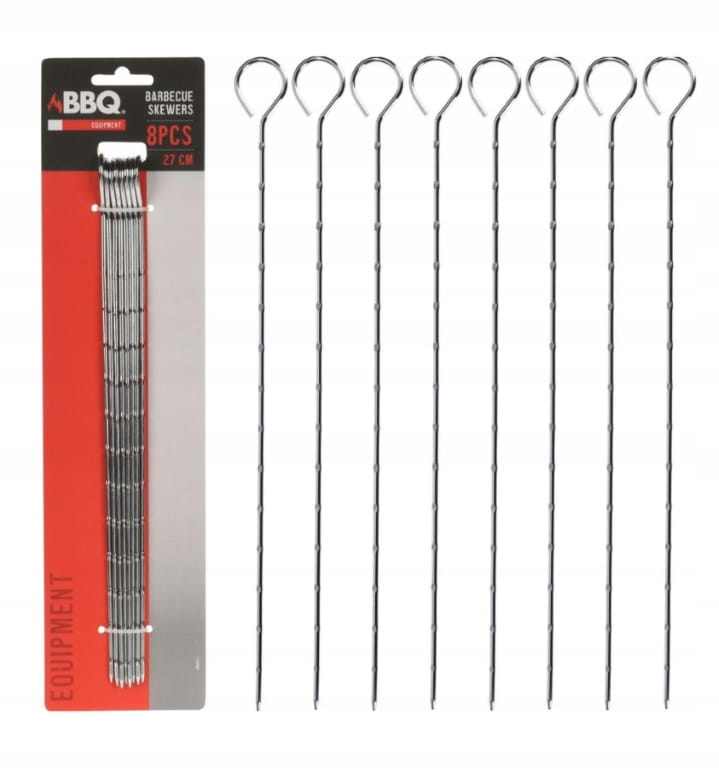 Steel Skewers for Grilling Kebabs 27cm 8 Pcs