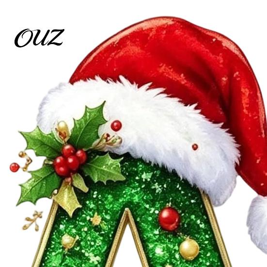 Durable Hanging Letter Decoration 26 Alphabet Christmas Ornament, Personalized Letters Acrylic Tree with Santa Hat Pendant And Elf Boy for Xmas Mantel