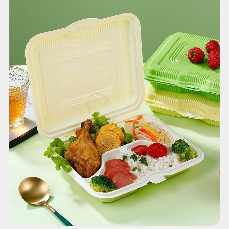 Disposable Four-Compartment Meal Box with Lid