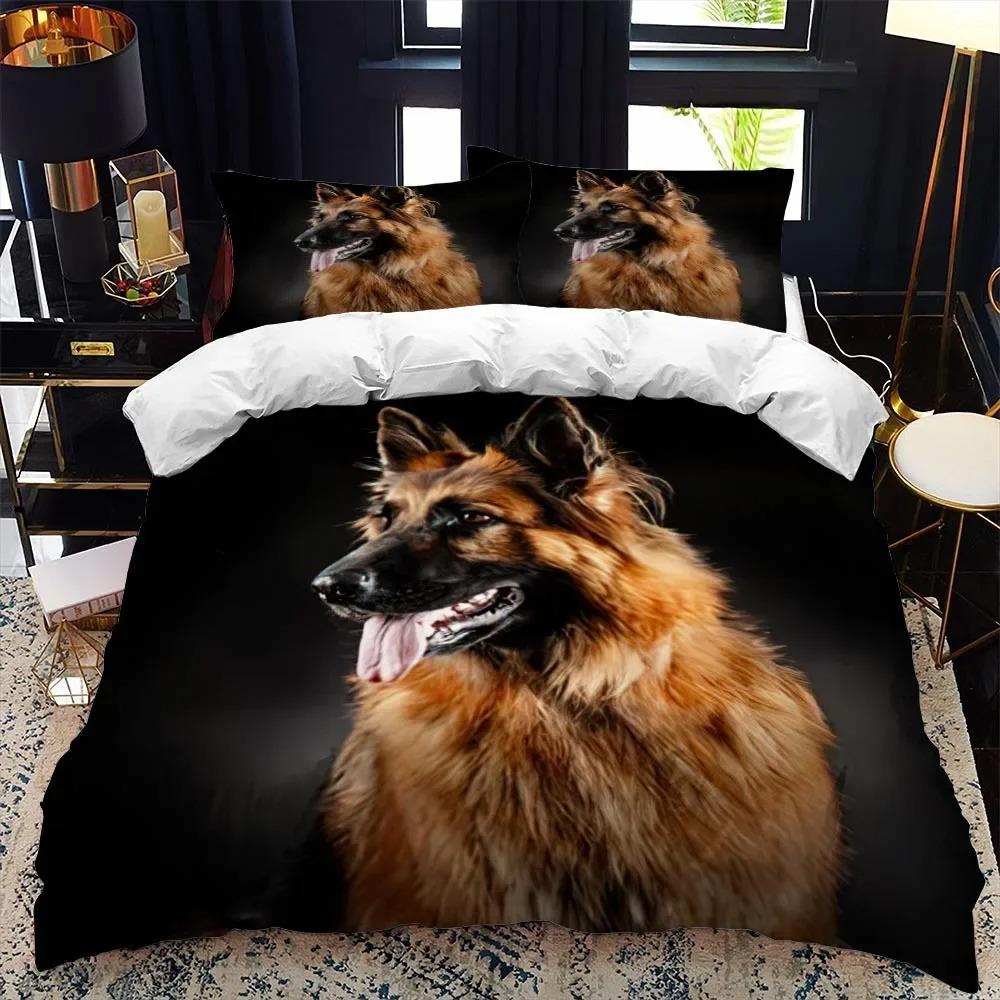 Niedliche Haustier Hund Bettbezug 3D Gedrucktes Welpe Collie Bettwäsche Set King Full Size Tier Bettdeckenbezug 2/3tlg. Polyester Steppdeckenbezug