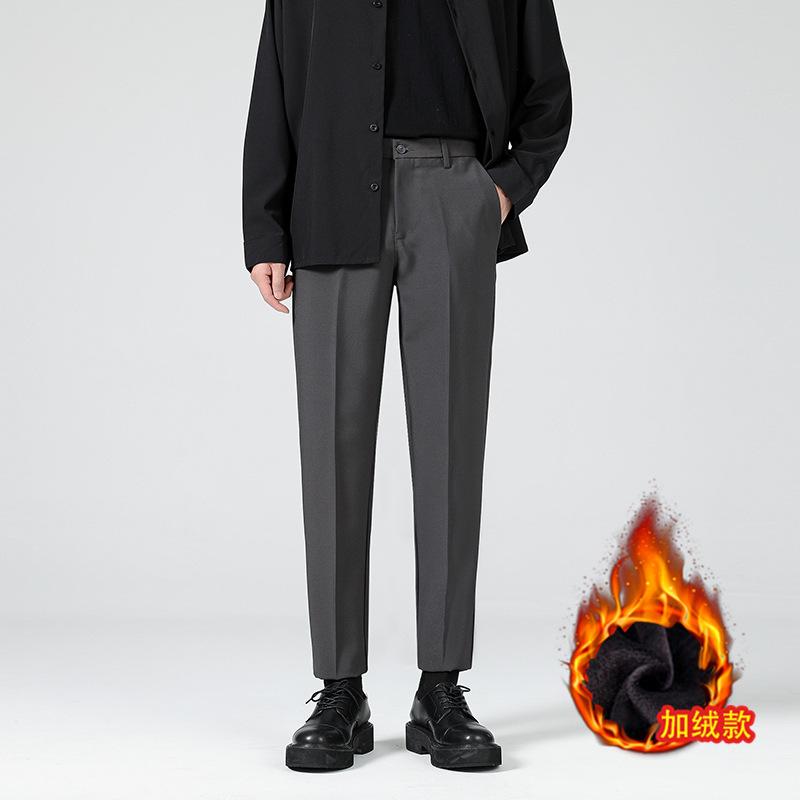 Pants Men's Spring and Autumn New Suit Pants Men's Slim Straight Pendant Versatile Casual Black Small Pants