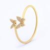 Hot Sale European American New Exaggerated Fashion Butterfly Copper Cubic Zirconia Gold Plated Adjustable Open Bangles Gift