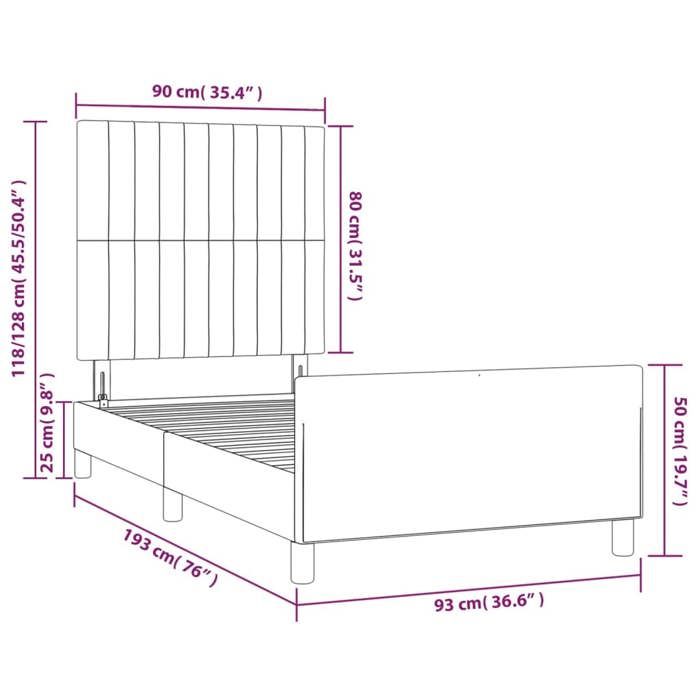 VidaXL Bed Frame with Headboard Dark Green 90x190 Cm Velvet3125852