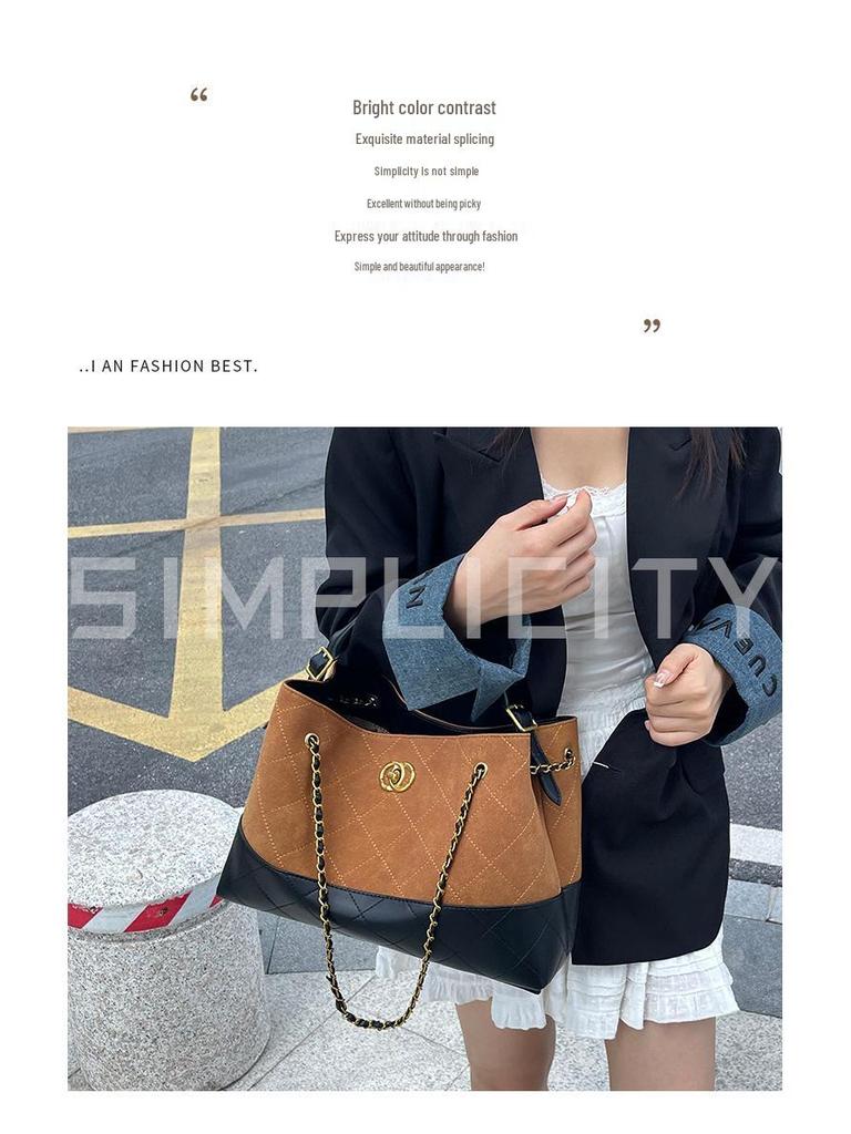 Elegant Coco-Inspired 2025 Brown Tote: Large Capacity Vintage Chain Hobo Bag for Women