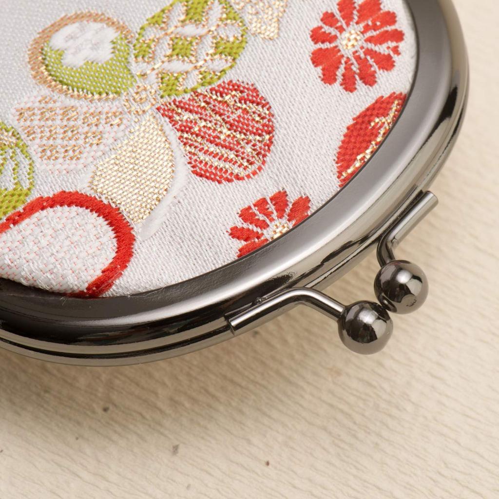 Kyoto Geibido clasp handcrafted by with a Japanese made in Japan red fan Nishijin-ori 2.6-inch wallet, artisans, pattern, (black, face)