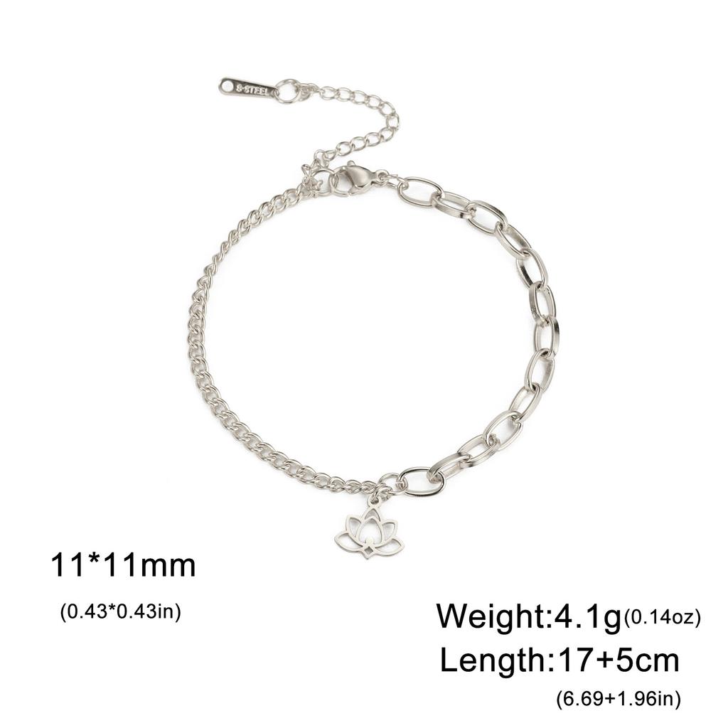 Hollow Lotus Pendant Bracelet in Titanium Steel Retro Minimalist Women's Jewelry Fashion Accessory