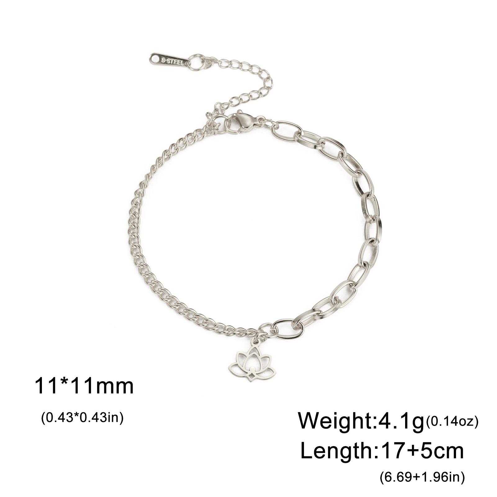 Hollow Lotus Pendant Bracelet in Titanium Steel Retro Minimalist Women s Jewelry Fashion Accessory
