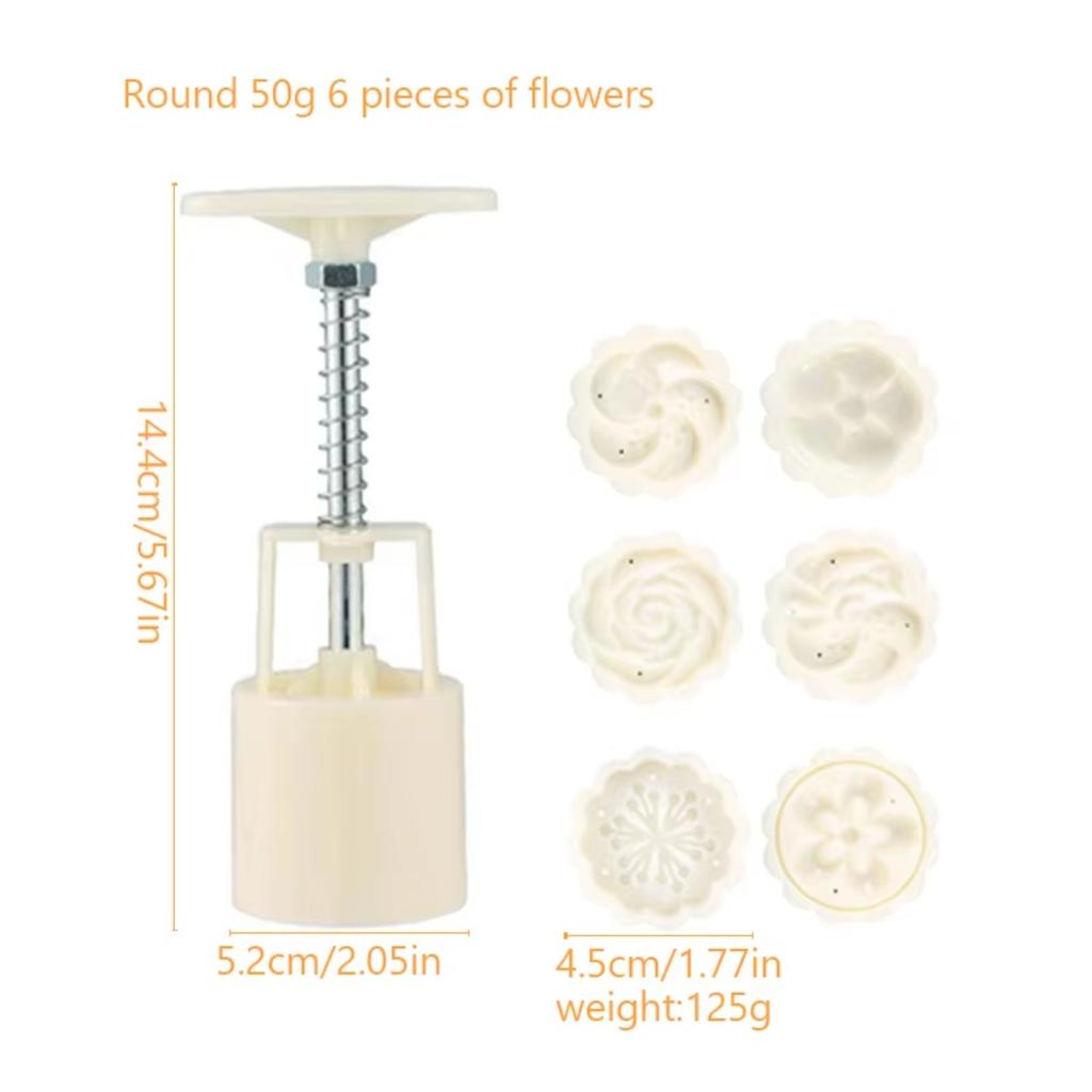 Plastic Mooncake Mold 7Pcs Set Hand Press Flower Shaped Cookie Cutter 11g DIY Baking Tool for Fondant Cookie Cake