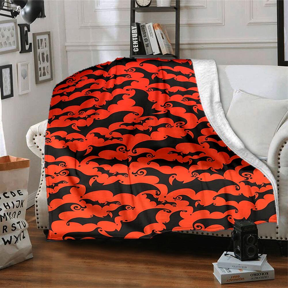 1pc Bat Print Blanket Warm, Cozy, And Soft, Suitable for Sofas, Beds, Cars, And Office Use.Perfect for Camping And Travel, Making It a Great Gift for