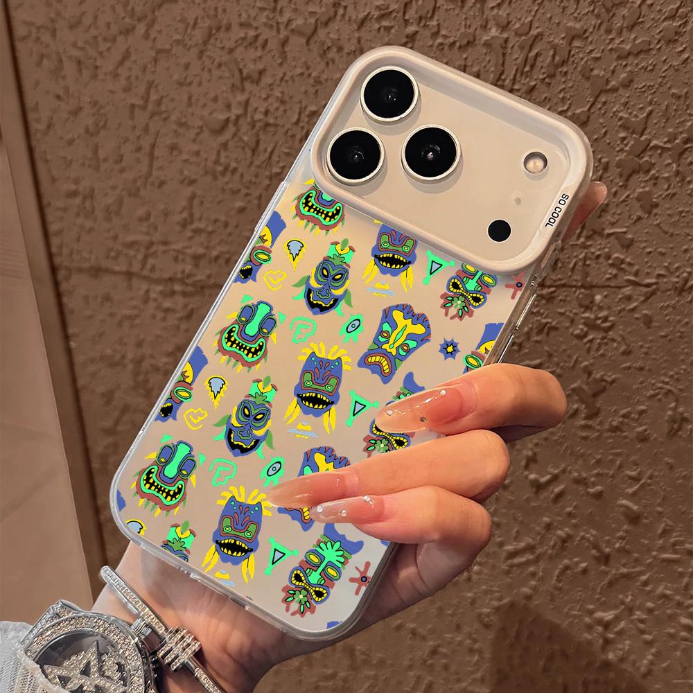 Coole Tiki Handyhülle Für iPhone 17 16 15 14 13 12 11 Pro Max Air Matt Laser Aurora Stoßfest Funda