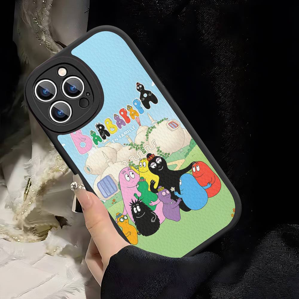 Cartoon Barbapapa Phone Case For IPhone 16 15 14 13 12 11 Pro Max Plus Leather Soft Cover